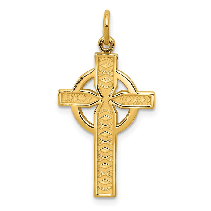 Million Charms 14K Yellow Gold Themed Celtic Relgious Cross Pendant