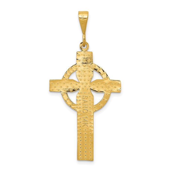 Million Charms 14K Yellow Gold Themed Celtic Relgious Cross Pendant