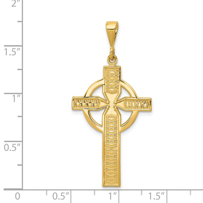 Million Charms 14K Yellow Gold Themed Celtic Relgious Cross Pendant