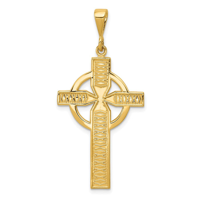 Million Charms 14K Yellow Gold Themed Celtic Relgious Cross Pendant