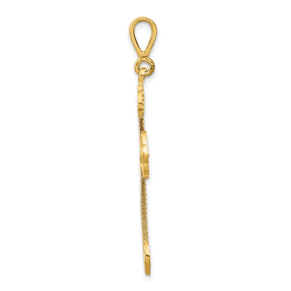 Million Charms 14K Yellow Gold Themed Budded Relgious Cross Pendant