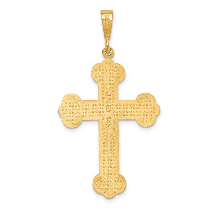 Million Charms 14K Yellow Gold Themed Budded Relgious Cross Pendant