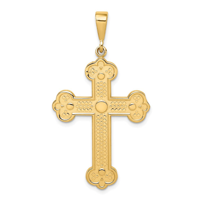 Million Charms 14K Yellow Gold Themed Budded Relgious Cross Pendant