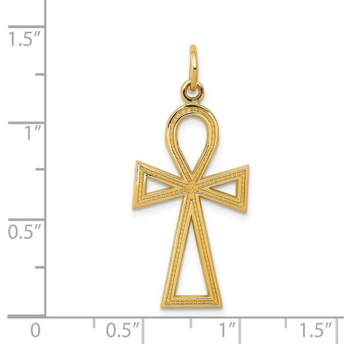 Million Charms 14K Yellow Gold Themed Ankh Relgious Cross Charm