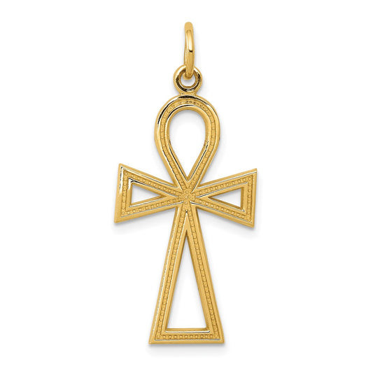 Million Charms 14K Yellow Gold Themed Ankh Relgious Cross Charm