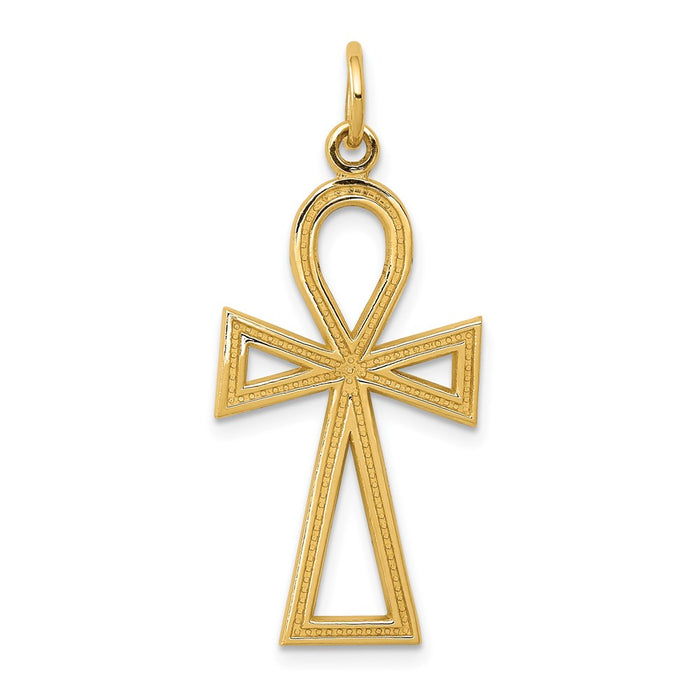 Million Charms 14K Yellow Gold Themed Ankh Relgious Cross Charm