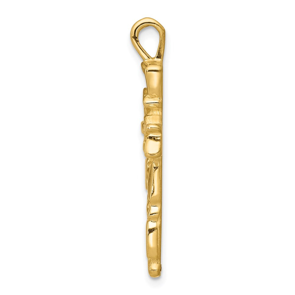 Million Charms 14K Yellow Gold Themed Nugget Relgious Cross Pendant