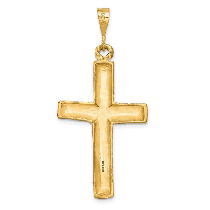 Million Charms 14K Yellow Gold Themed Diamond-Cut Relgious Cross Charm