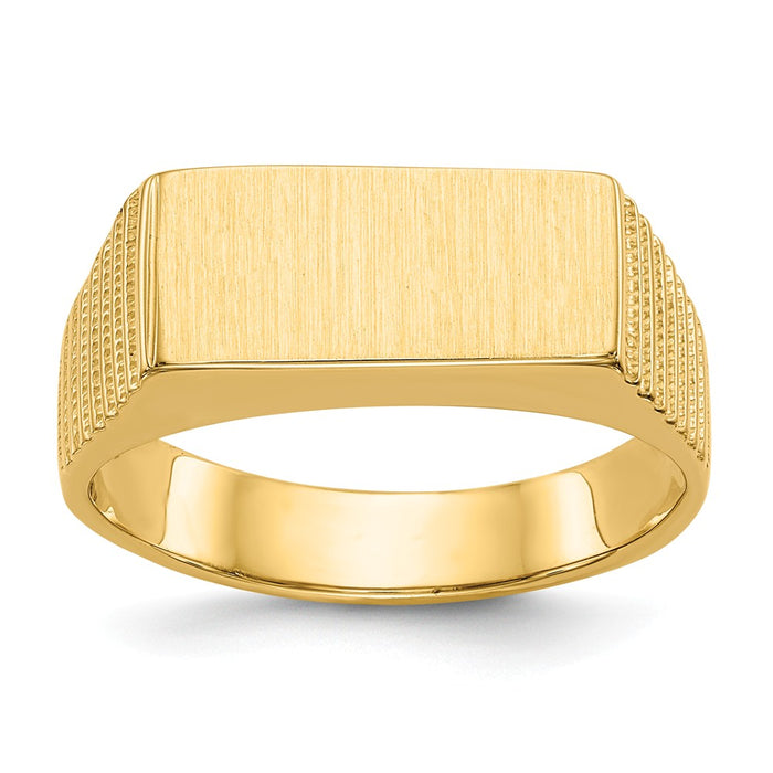 14k Yellow Gold 7.0x15.0mm Open Back Men's Signet Ring, Size: 9.5