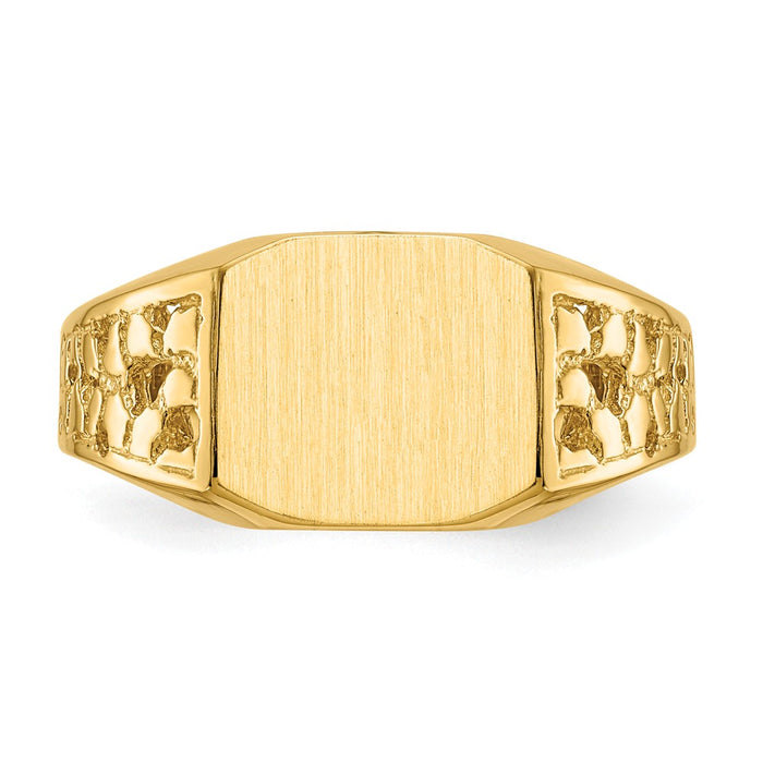 14k Yellow Gold 9.0x10.5mm Open Back Men's Signet Ring, Size: 9