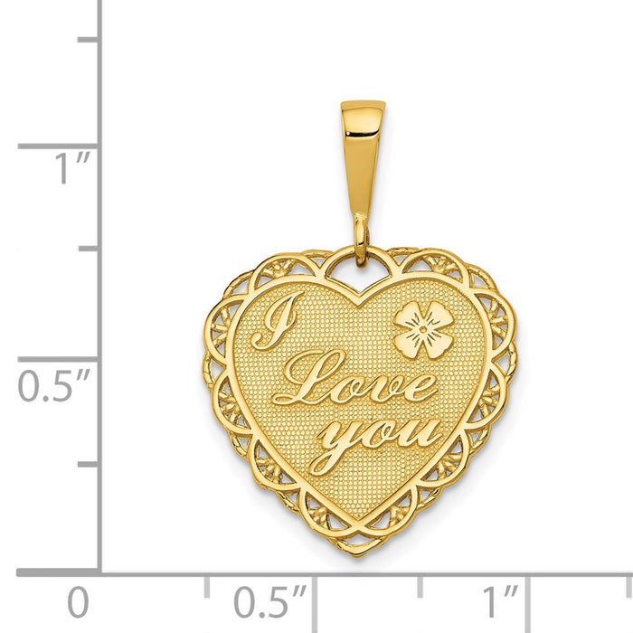 Million Charms 14K Yellow Gold Themed Reversible I Love You Heart Pendant