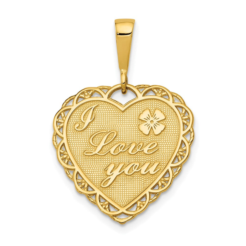 Million Charms 14K Yellow Gold Themed Reversible I Love You Heart Pendant