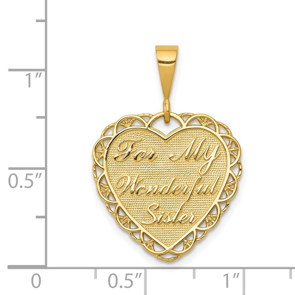Million Charms 14K Yellow Gold Themed For My Wonderful Sister Charm