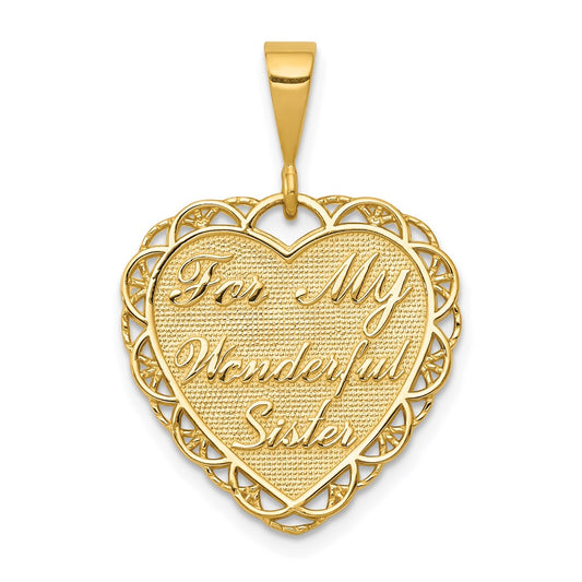 Million Charms 14K Yellow Gold Themed For My Wonderful Sister Charm