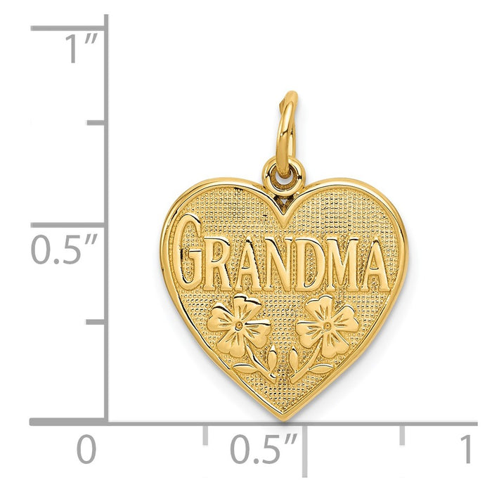 Million Charms 14K Yellow Gold Themed Grandma Heart Charm