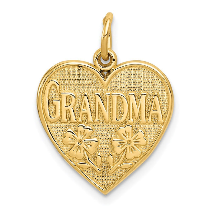 Million Charms 14K Yellow Gold Themed Grandma Heart Charm