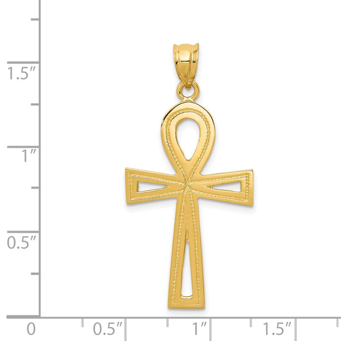 Million Charms 14K Yellow Gold Themed Ankh Relgious Cross Charm