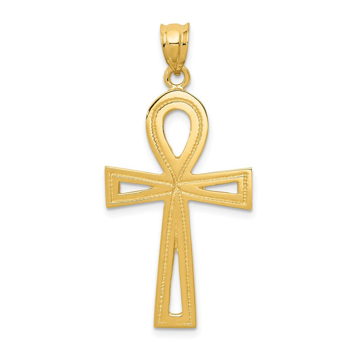 Million Charms 14K Yellow Gold Themed Ankh Relgious Cross Charm