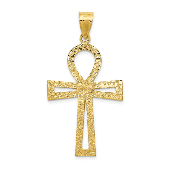 Million Charms 14K Yellow Gold Themed Ankh Relgious Cross Pendant