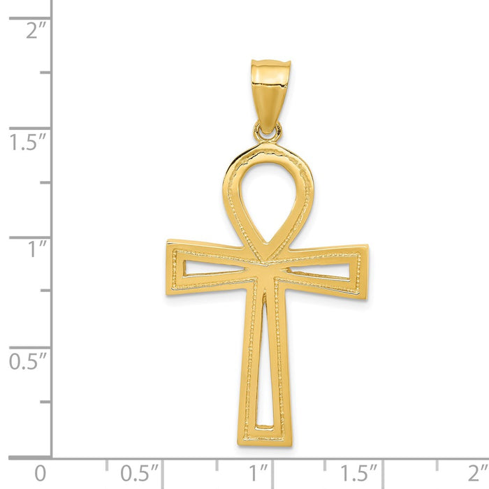 Million Charms 14K Yellow Gold Themed Ankh Relgious Cross Pendant