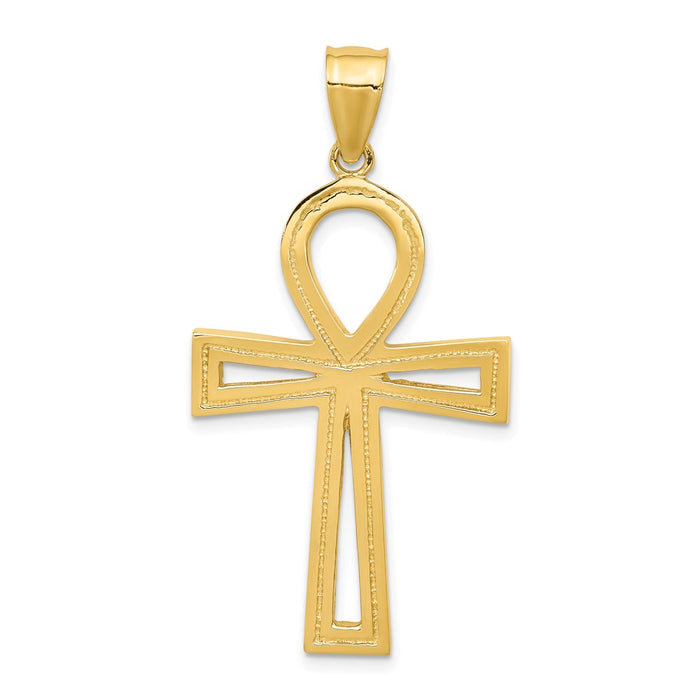 Million Charms 14K Yellow Gold Themed Ankh Relgious Cross Pendant