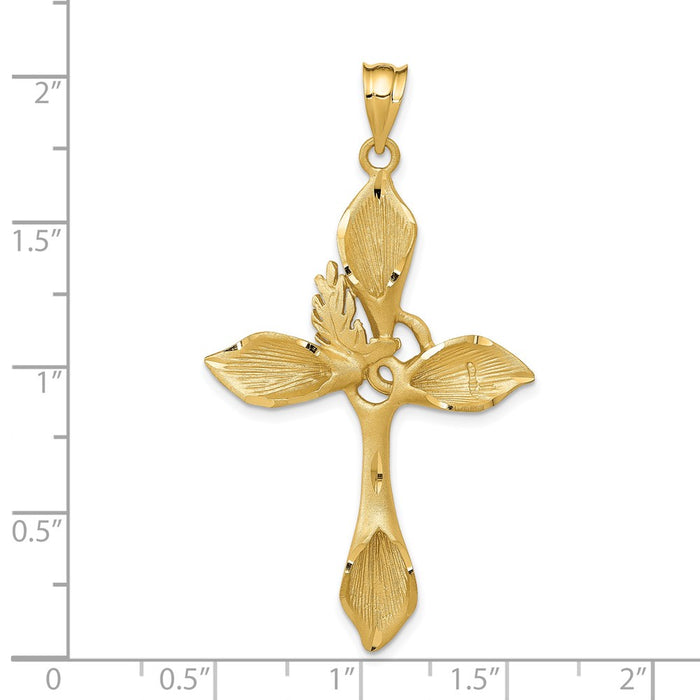 Million Charms 14K Yellow Gold Themed Satin Passion Relgious Cross Pendant