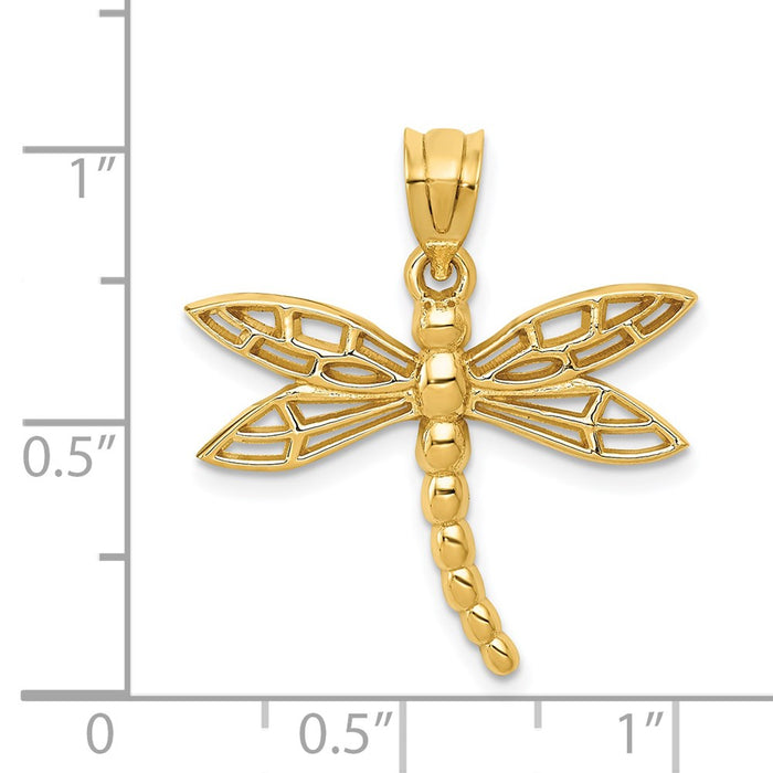 Million Charms 14K Yellow Gold Themed Dragonfly Charm