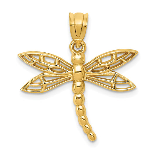 Million Charms 14K Yellow Gold Themed Dragonfly Charm