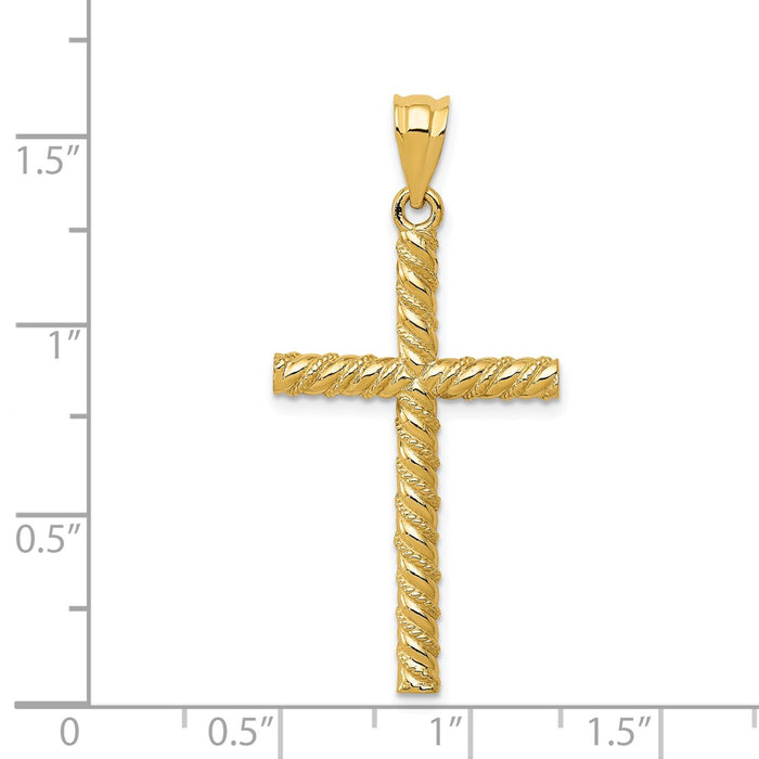 Million Charms 14K Yellow Gold Themed Satin & Diamond -Cut Relgious Cross Pendant