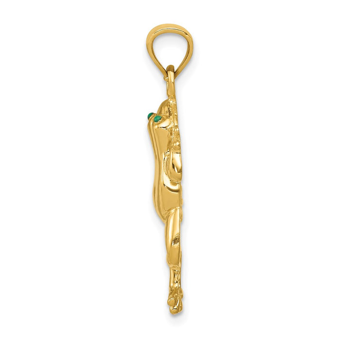 Million Charms 14K Yellow Gold Themed Frog With Enameled Eyes Charm