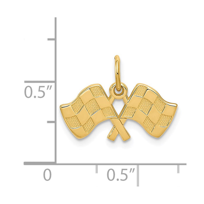 Million Charms 14K Yellow Gold Themed Racing Flags Charm