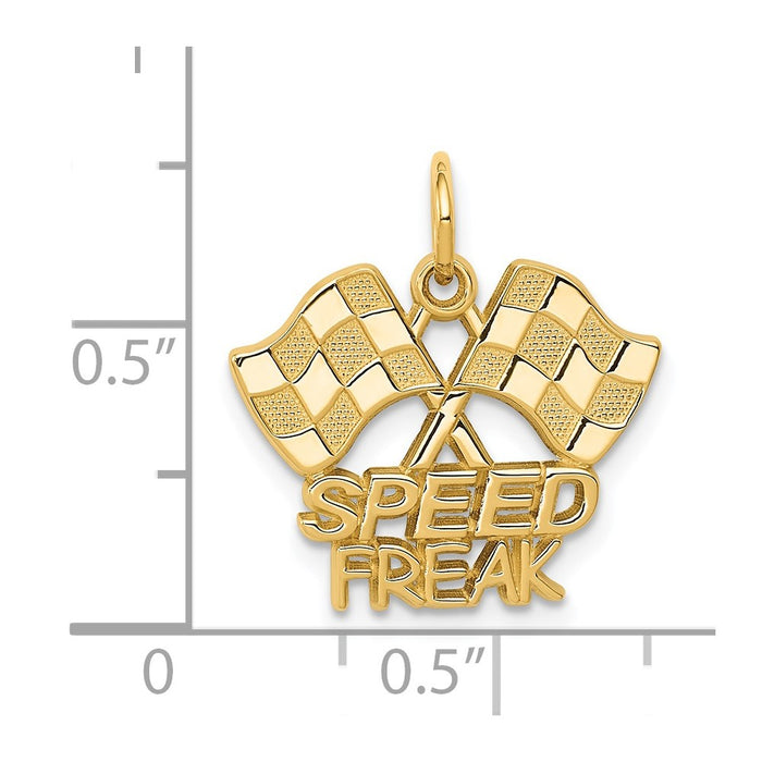 Million Charms 14K Yellow Gold Themed Racing Flags With Speed Freak Charm