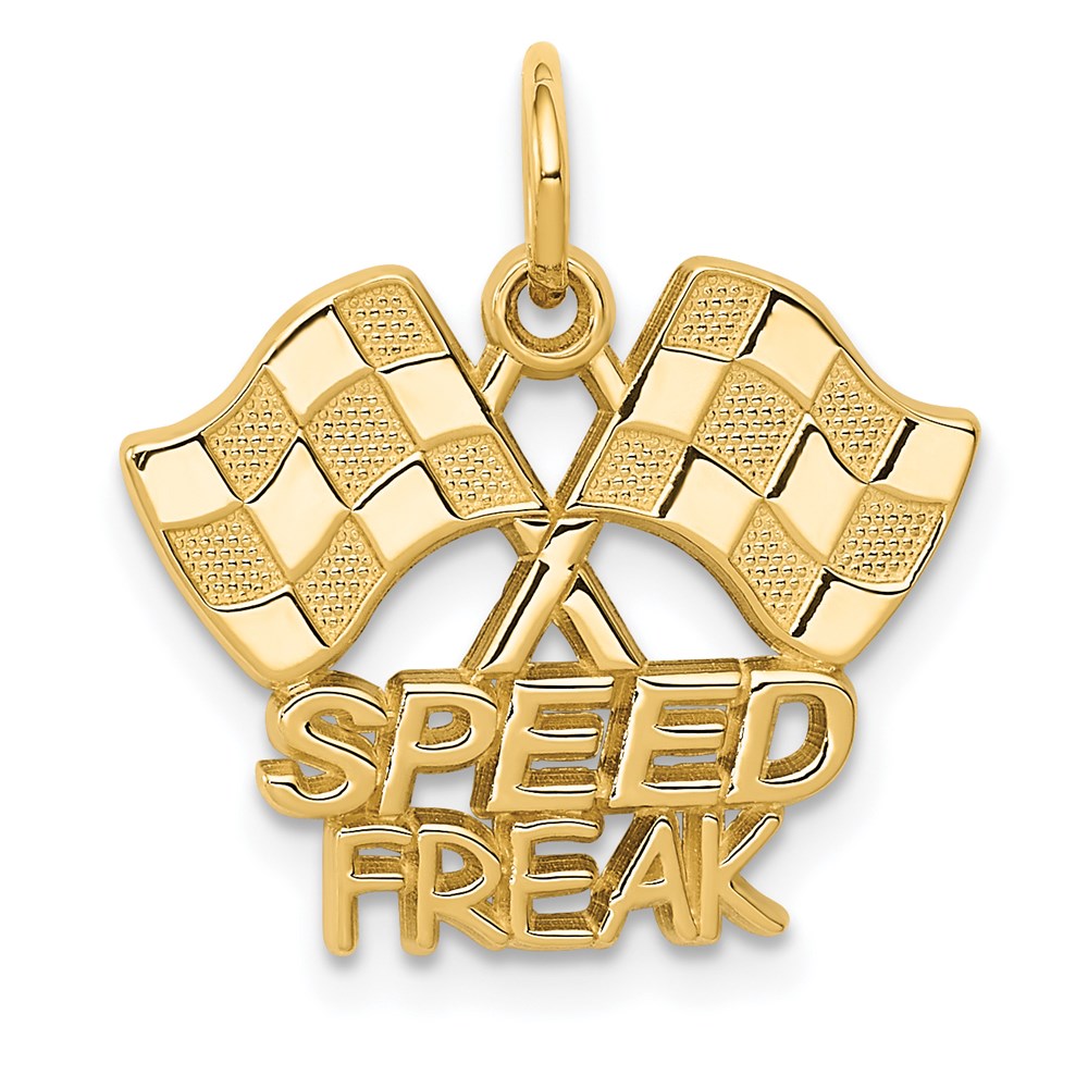 Million Charms 14K Yellow Gold Themed Racing Flags With Speed Freak Charm