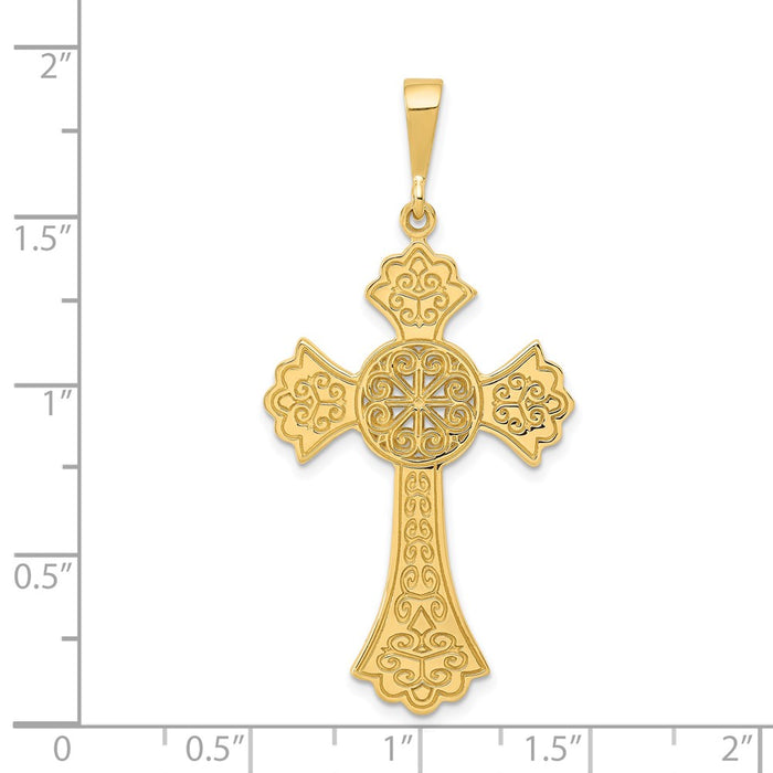 Million Charms 14K Yellow Gold Themed Celtic Relgious Cross Pendant