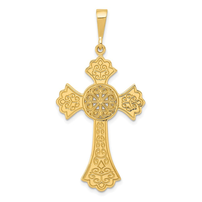 Million Charms 14K Yellow Gold Themed Celtic Relgious Cross Pendant