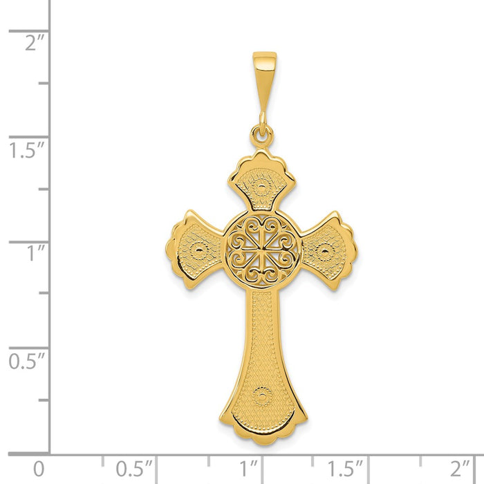 Million Charms 14K Yellow Gold Themed Celtic Relgious Cross Pendant