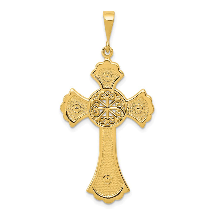 Million Charms 14K Yellow Gold Themed Celtic Relgious Cross Pendant