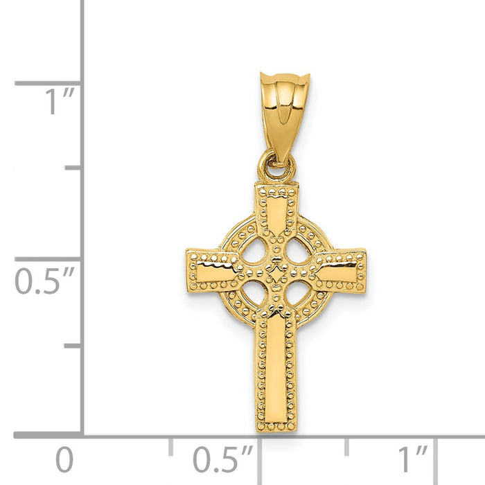 Million Charms 14K Yellow Gold Themed Celtic Relgious Cross Pendant