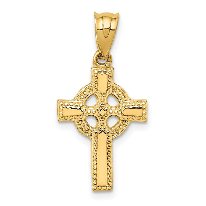 Million Charms 14K Yellow Gold Themed Celtic Relgious Cross Pendant