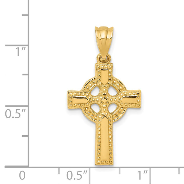 Million Charms 14K Yellow Gold Themed Celtic Relgious Cross Pendant