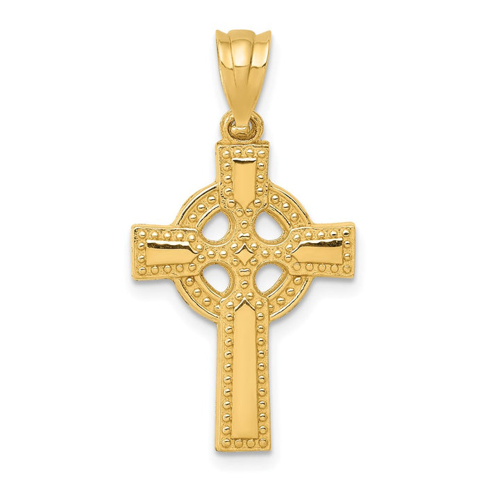 Million Charms 14K Yellow Gold Themed Celtic Relgious Cross Pendant