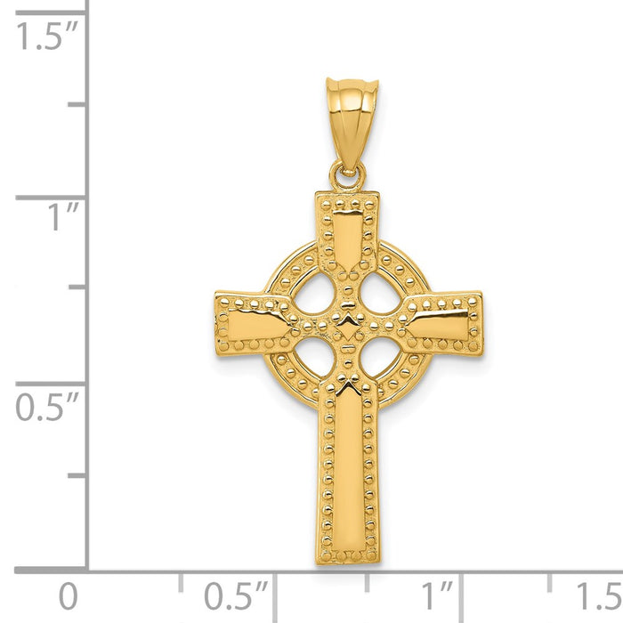 Million Charms 14K Yellow Gold Themed Celtic Relgious Cross Pendant