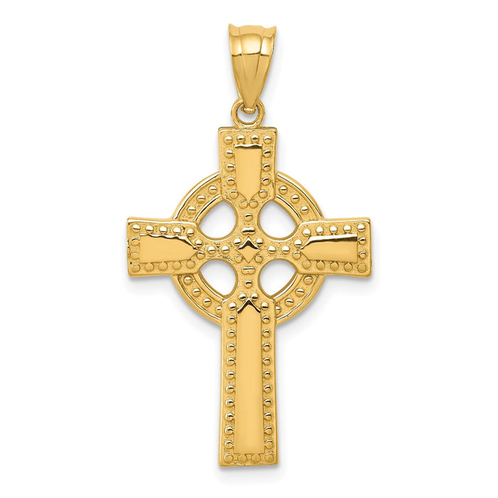 Million Charms 14K Yellow Gold Themed Celtic Relgious Cross Pendant