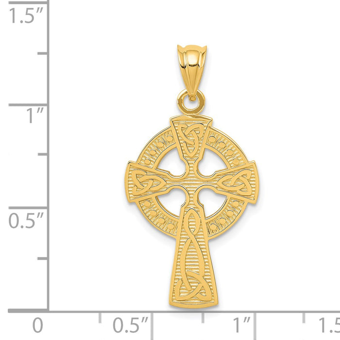 Million Charms 14K Yellow Gold Themed Celtic Relgious Cross Pendant