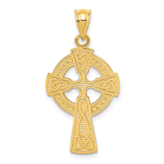 Million Charms 14K Yellow Gold Themed Celtic Relgious Cross Pendant