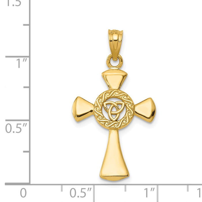 Million Charms 14K Yellow Gold Themed Celtic Relgious Cross Pendant