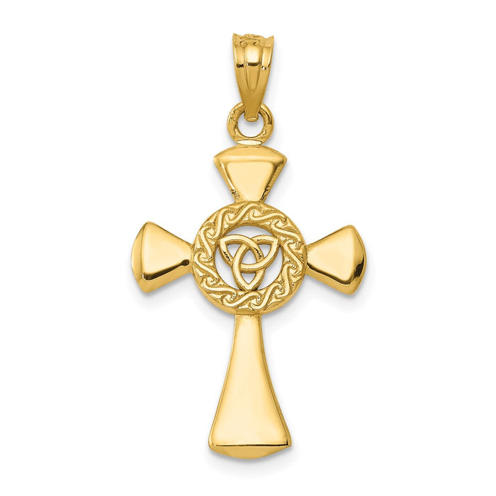 Million Charms 14K Yellow Gold Themed Celtic Relgious Cross Pendant