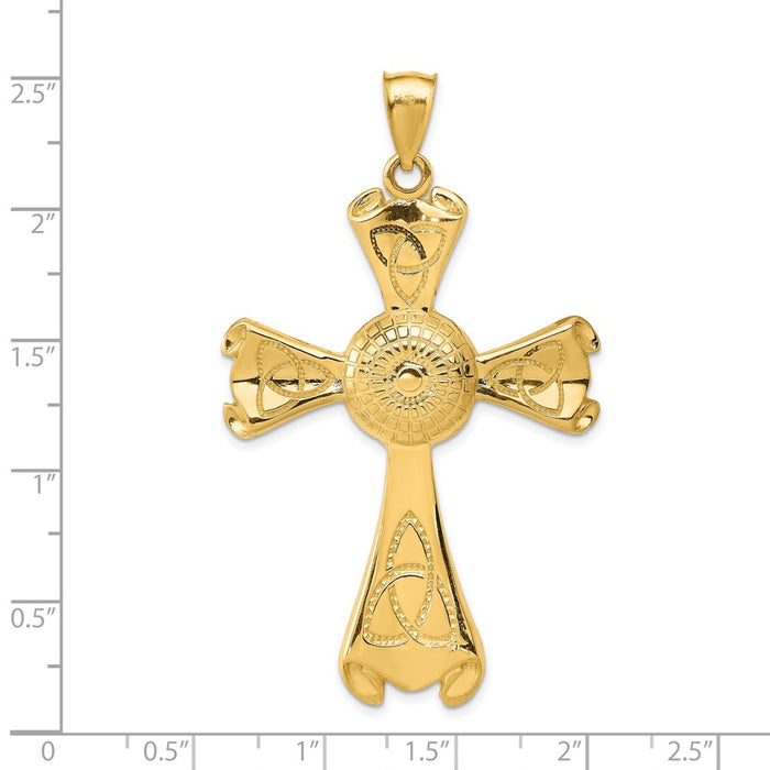 Million Charms 14K Yellow Gold Themed Celtic Relgious Cross Pendant