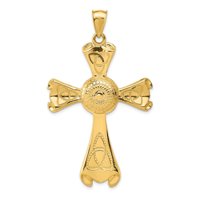 Million Charms 14K Yellow Gold Themed Celtic Relgious Cross Pendant