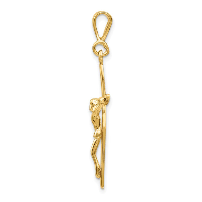 Million Charms 14K Yellow Gold Themed Passion Relgious Crucifix Pendant